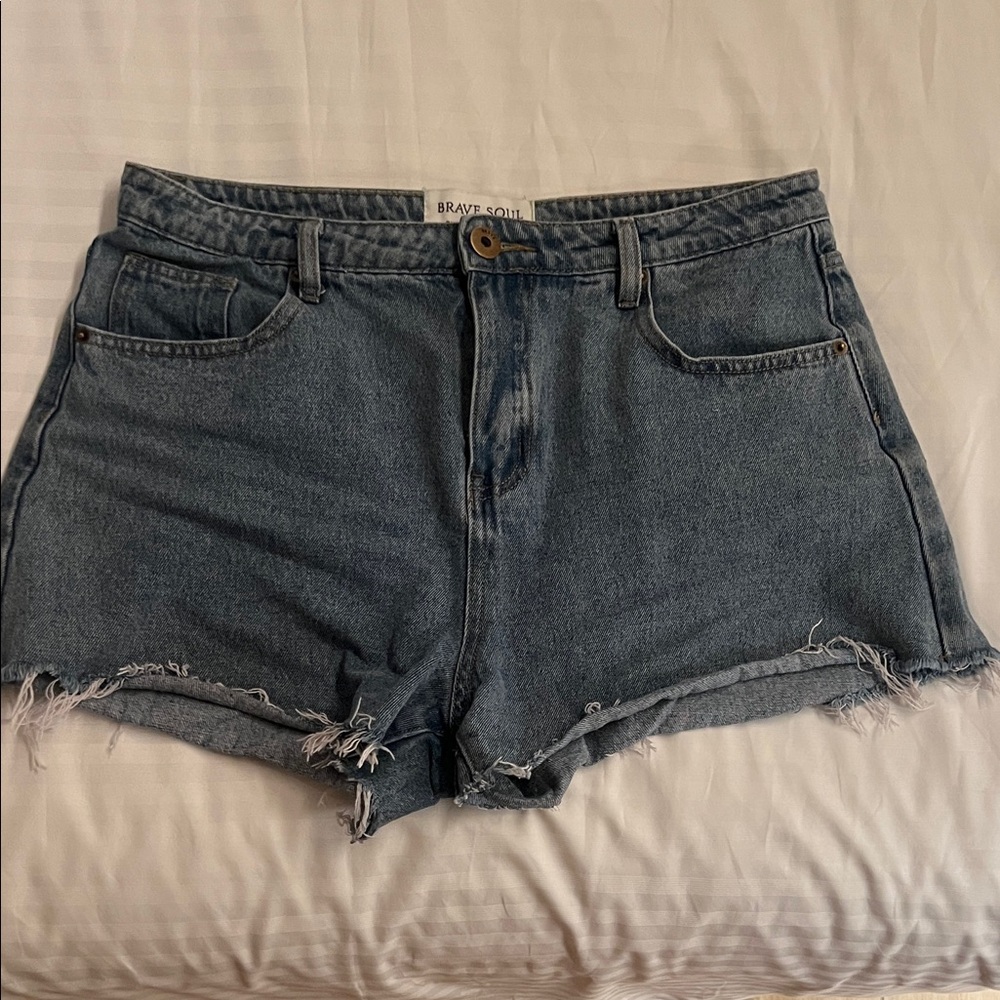 Brave Soul Women's Denim Cutoff Shorts - Blue size 8US